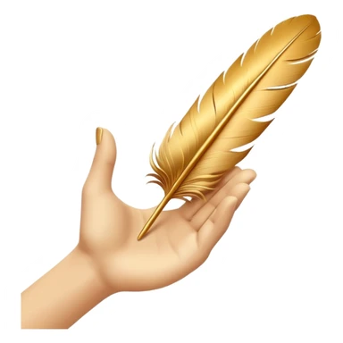 3D perspective hand holding with Premium golden ink feather sticker