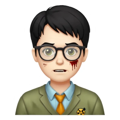 Zombie nerd cabelo preto sticker