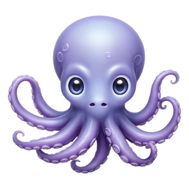 Cinematic Noble Baby Octopus Portrait Emoji, Poised and graceful, with a soft, rounded, slightly translucent body in a dreamy light blue-purple hue, large, glistening eyes full of quiet intelligence and mystery, delicate, flowing tentacles curling gently, Simplified yet sophisticated features, highly detailed, glowing with a soft, ethereal oceanic radiance, high shine, elegant and serene, stylized with an air of deep-sea wonder, focused and tranquil, soft glowing outline, capturing the essence of an otherworldly, intelligent little cephalopod, floating effortlessly in the gentle ocean currents! sticker