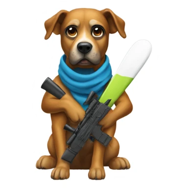 dog with a ski mask and a bazooka sticker