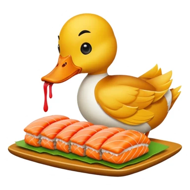 Duck eating sushi sticker