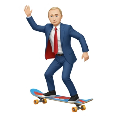 putin riding skate board sticker