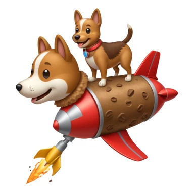 Dog flying poop rocket  sticker