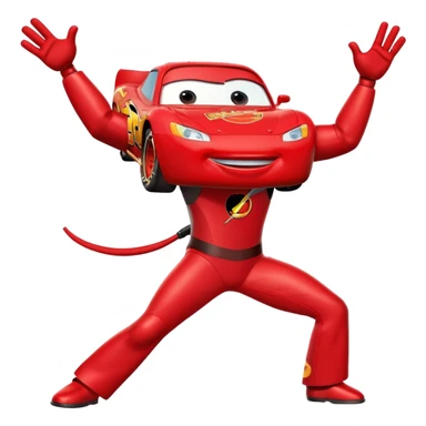 Lightning McQueen with arms and legs dabbing sticker