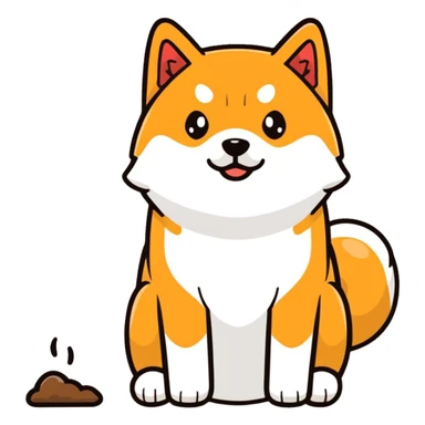 black Shiba Inu dog pooping sticker