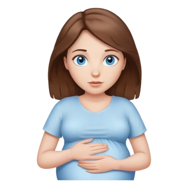 White pregnant woman blue eyes brown hair sticker