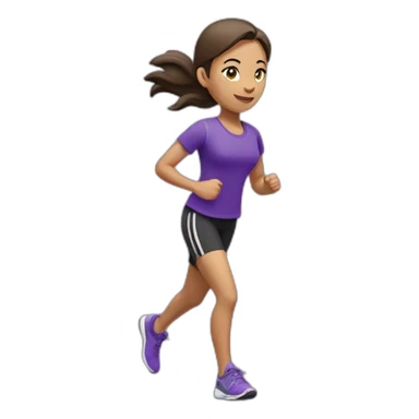 Girl Runner in purple T-shirt and swan logo sticker