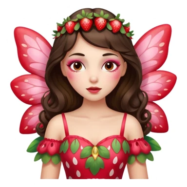 sleeping beauty brunette white girl with a silk pillow strawberry dress with her face painted fairy strawberry sticker