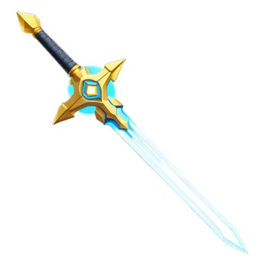 Clash of Clans aesthetic: Cinematic heroic Laser halo Sword Emoji, rendered in a 3D vector-style similar to standard emojis with minimal shading and bold, simplified shapes. A compact, vibrant energy blade with a neon-hued, glowing edge and futuristic hilt, softly glowing with a radiant cosmic charm. Simplified yet unmistakably iconic, highly detailed and consistent, glowing with a soft pulsating brilliance and high shine. Stylized with a touch of interstellar elegance and a soft glowing outline, capturing the essence of a legendary energy blade with a friendly, playful manner! sticker