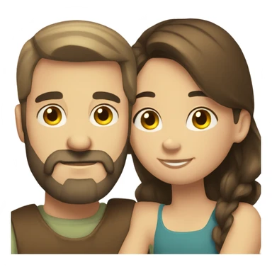 caucasian beard man hugging brunette girl sticker