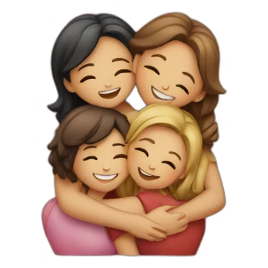 Four girls hugging in group  sticker