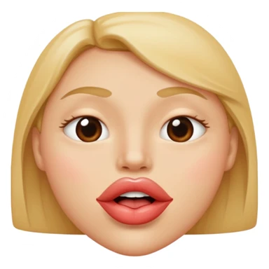 

I'd like an emoji with slightly squinty eyes, a mouth giving a tight kiss with little creases around the lips sticker