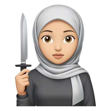 Light skin hijab girl holding a knife sticker