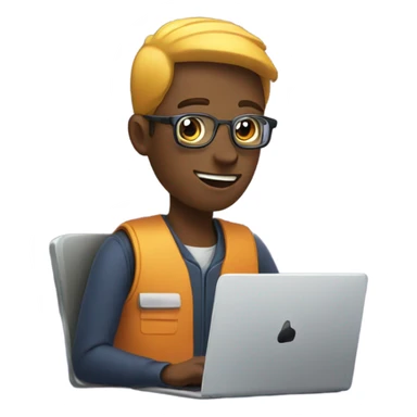 A guy working in a laptop and the laptop showing ai in the screen  sticker