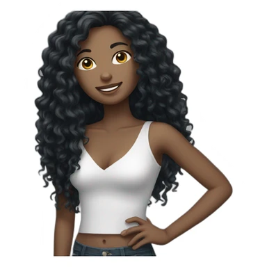 curly black long hair white woman sticker