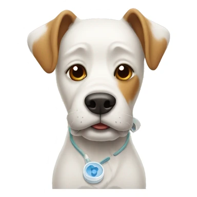 Dog with medicine sticker