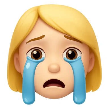 Make the tears much bigger on the child emoji while keeping the same style and expression. The original style is emoji style, but since it does not support editing, use the general style to respect the emoji look. Remove the background. sticker