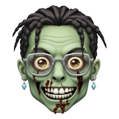 zumbi com grillz de diamante no dente, com nudread preto e óculos quadrado sticker