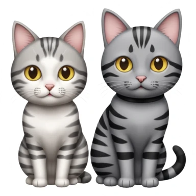Gato gris atigrado y gato blanco con negro  sticker