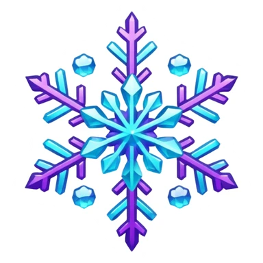 cyan and purple snowflake glitter sticker