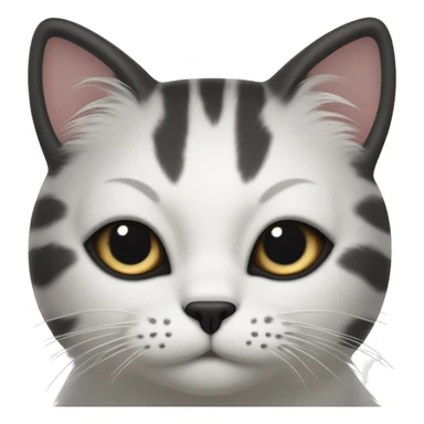 Cat with white face with a black mustache-shaped spot under the nose and a little on nose. Dark patches on the forehead and around the ears create a striking contrast with the white fur. sticker