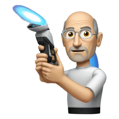 steve jobs with a star trek phaser that is shooting hypnotic spirals sticker