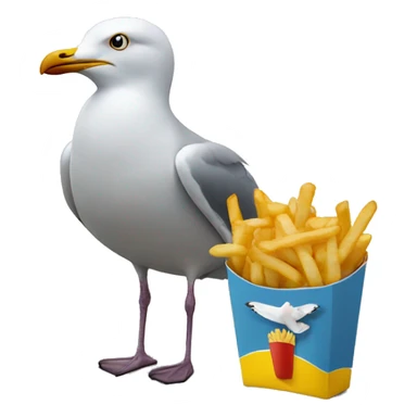 Seagull with a French fry sticker