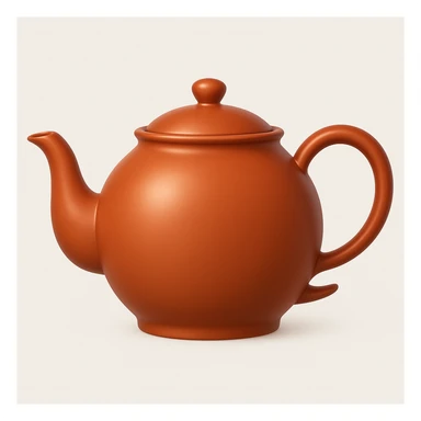 Create a teapot similar to the reference image but without a face, just the teapot itself. Make it a little shiny with a moderate red color #c05734 in an emoji style. sticker