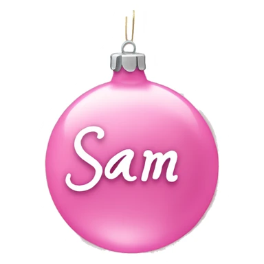 pink ornament with the name sam on it in cursive sticker