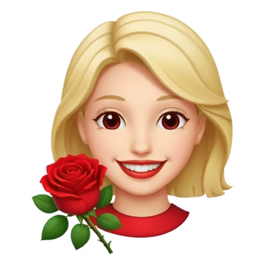 Happy face with rose in mouth sticker