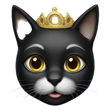 Black cat wearing golden tiara mask sticker