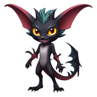  Anthro Kawaii Edgy Cool Vampiric Demonic Beautiful Noivern-Nargacuga-Litten with big Bat Ears full body sticker