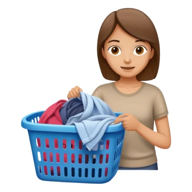 person putting dirty clothes in a laundry basket, simple and friendly sticker