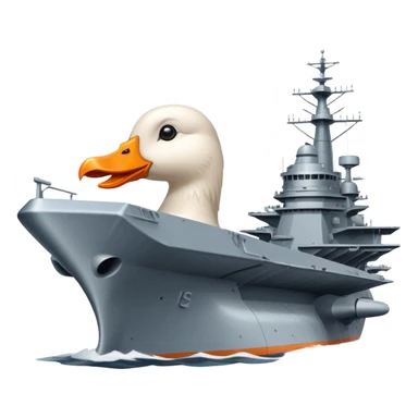 A battleship aircraft carrier hybrid with a goose head instead of the front command tower, with orange beak sticker