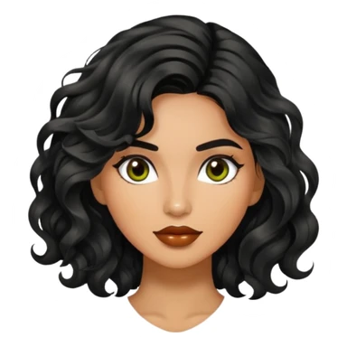 Alluring 1970's greek olive skin shiny black wavy textured tousled hair sticker