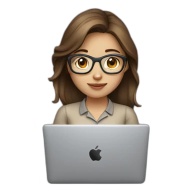 programmer girl with brown hair working with MacBook sticker