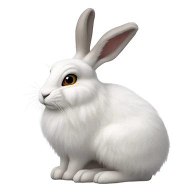 snowshoe hare very fluffy with no feet laying down, side view sticker