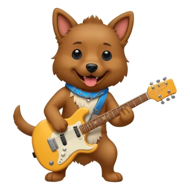 Dog shredding on an electric guitar sticker