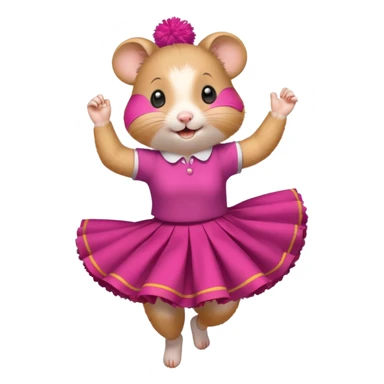 hamster girl dancing with skirt holging ponpon sticker