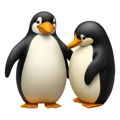 One bretzel and one pinguin hugging each other sticker