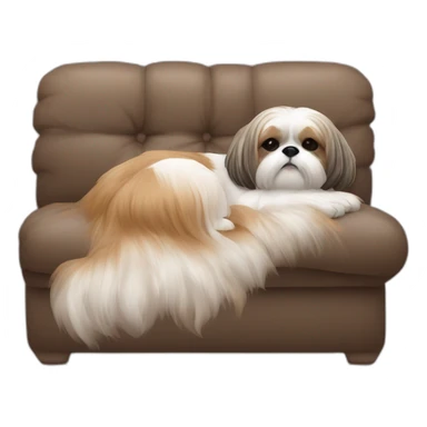 Shih tzu dog and human lady sleeping on couch sticker