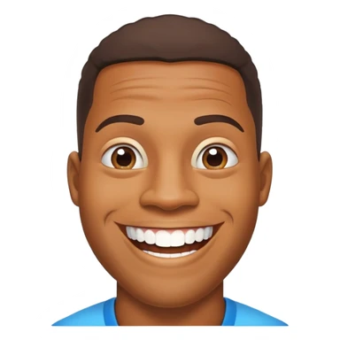smiling black man with big teeth, standard male haircut, oval face, Rio de Janeiro theme, no glasses, carioca sticker