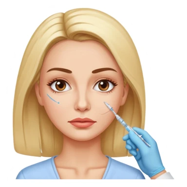 Woman taking a botox only one injection in the face sticker