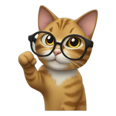 cat nerd glasses finger up sticker