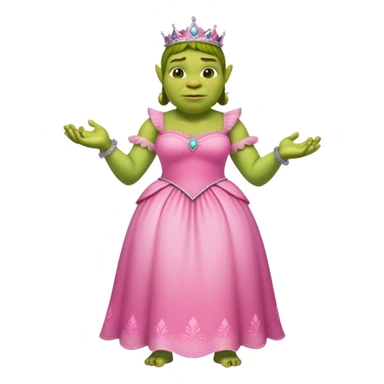 Shrek with a pink princess dress sticker