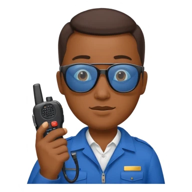 school security, blue cloth, sun glasses, holding walkie-talkie sticker