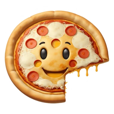 a whole pizza with a big smiley face, fun and friendly sticker