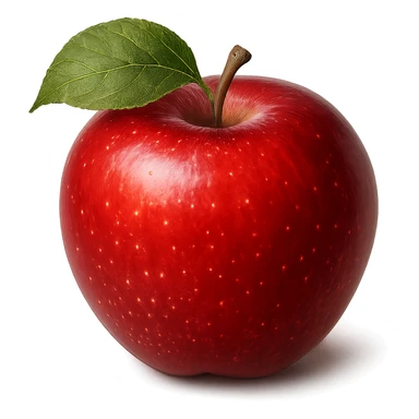 red apple with a leaf, vibrant and detailed, general style sticker