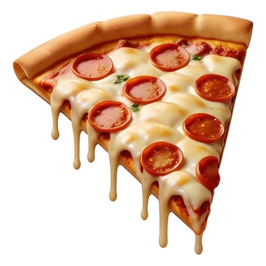 Cinematic cheesy pizza slice, gooey melted cheese stretching as a bite is taken, crispy golden crust, rich tomato sauce, vibrant toppings, warm glowing background, inviting and delicious. sticker