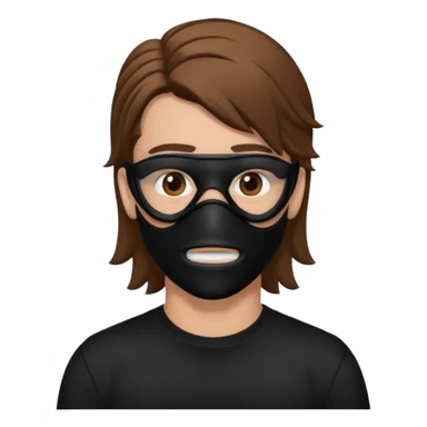 A guy with a brown mullet and a black mask over his mouth and nose sticker